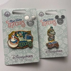 D23 2022 MAD HATTER TEA CUPS ALICE DISNEY PINS SET LIMITED EDITION 2 PIN SET